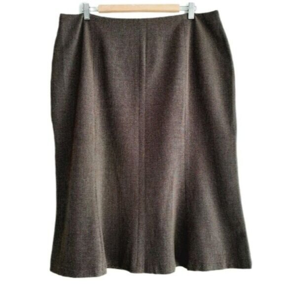 LAURA PLUS / Light Fabric Tweed Midi Skirt Brown & Cream Sz 18 - Picture 1 of 9